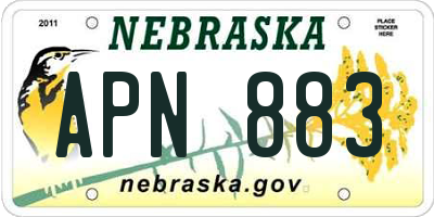 NE license plate APN883