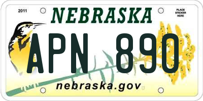 NE license plate APN890