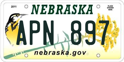 NE license plate APN897