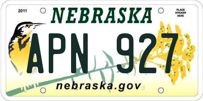 NE license plate APN927