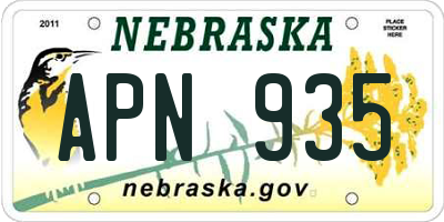 NE license plate APN935