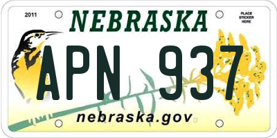 NE license plate APN937