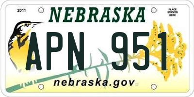 NE license plate APN951