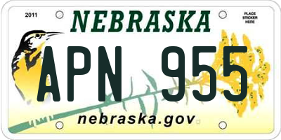 NE license plate APN955