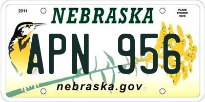 NE license plate APN956