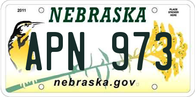NE license plate APN973