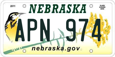 NE license plate APN974