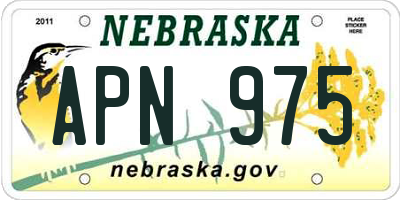 NE license plate APN975