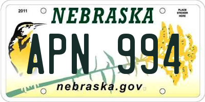 NE license plate APN994