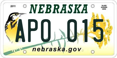 NE license plate APO015