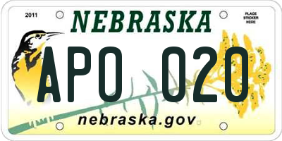 NE license plate APO020