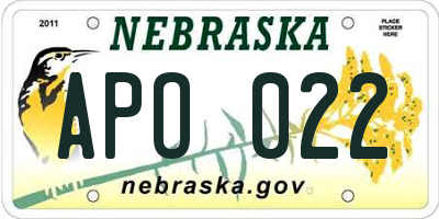NE license plate APO022