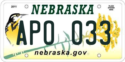 NE license plate APO033