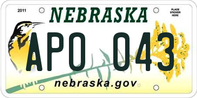 NE license plate APO043