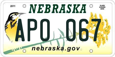 NE license plate APO067