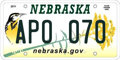 NE license plate APO070