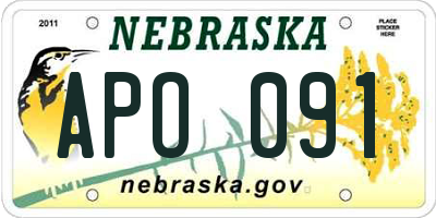 NE license plate APO091