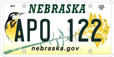 NE license plate APO122