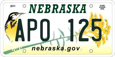 NE license plate APO125