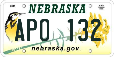 NE license plate APO132
