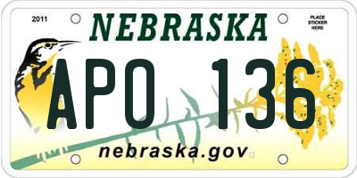 NE license plate APO136