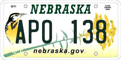 NE license plate APO138