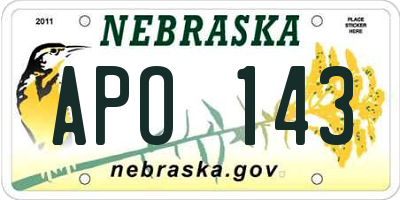 NE license plate APO143