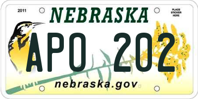 NE license plate APO202
