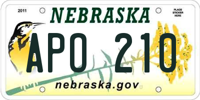 NE license plate APO210