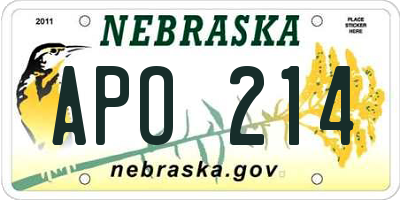 NE license plate APO214