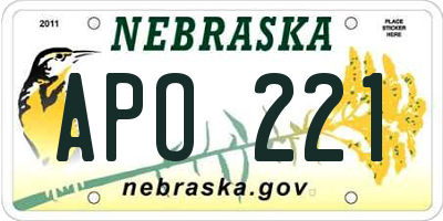 NE license plate APO221