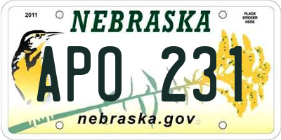 NE license plate APO231