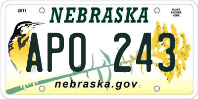 NE license plate APO243