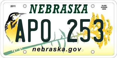 NE license plate APO253