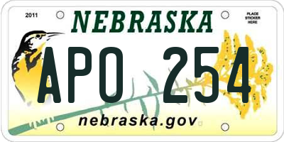 NE license plate APO254