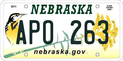 NE license plate APO263