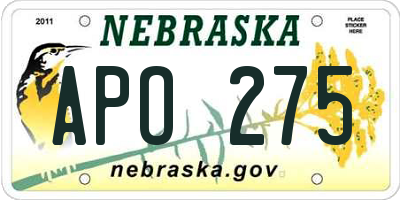 NE license plate APO275