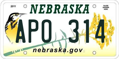 NE license plate APO314