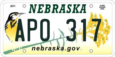 NE license plate APO317