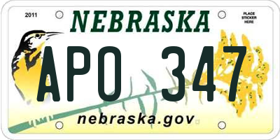 NE license plate APO347