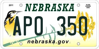 NE license plate APO350