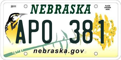 NE license plate APO381