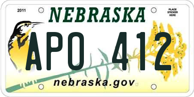NE license plate APO412