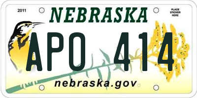 NE license plate APO414