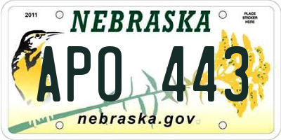 NE license plate APO443