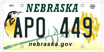 NE license plate APO449