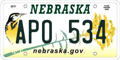 NE license plate APO534