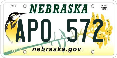 NE license plate APO572