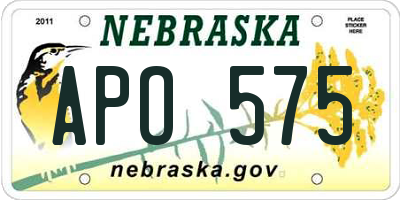 NE license plate APO575