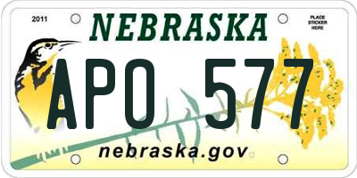 NE license plate APO577